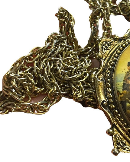 Vintage Colonial scene Large cameo pendant necklace