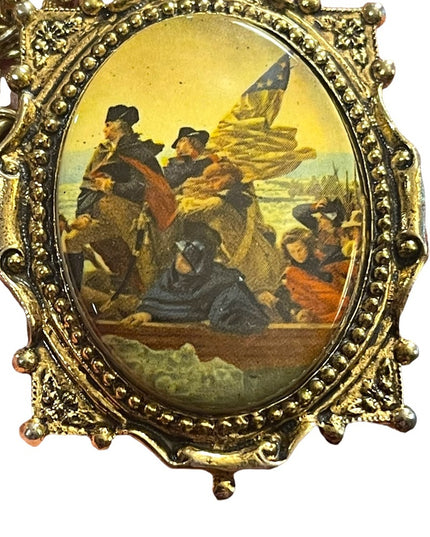 Vintage Colonial scene Large cameo pendant necklace