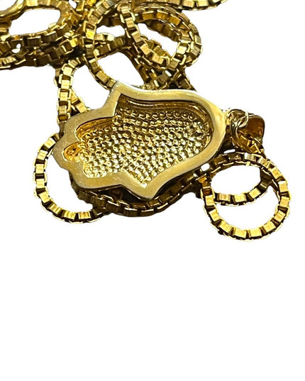 Sterling silver gold plated Hamsa Hand of Fatima pendant & necklace crystal