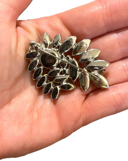 Stunning vintage crystal amber AB brooch fancy flower