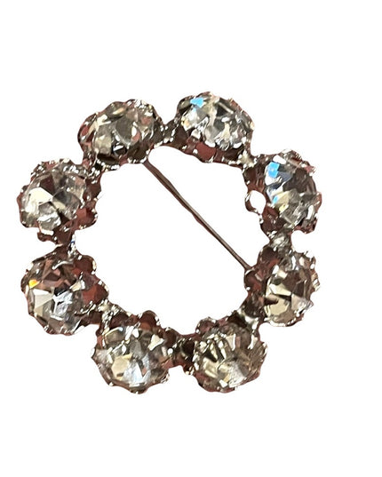 Vintage 1960s silver finish infinity crystal brooch 1.5” Juliana style