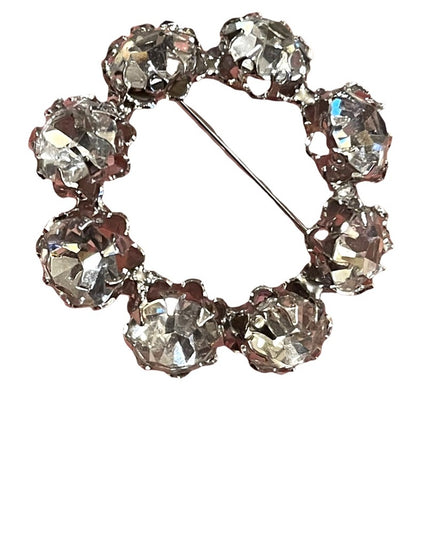 Vintage 1960s silver finish infinity crystal brooch 1.5” Juliana style