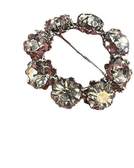 Vintage 1960s silver finish infinity crystal brooch 1.5” Juliana style