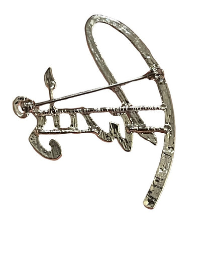 Vintage Crystal Rhinestone “PARIS” Brooch silver finish fancy