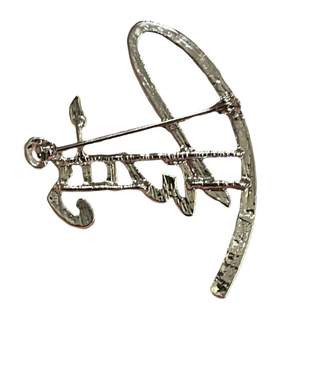 Vintage Crystal Rhinestone “PARIS” Brooch silver finish fancy