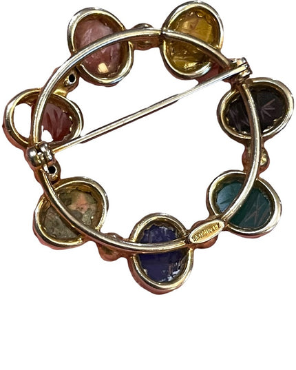Vintage Winard 12k Gold fillled Egyptian Scarab Stone brooch