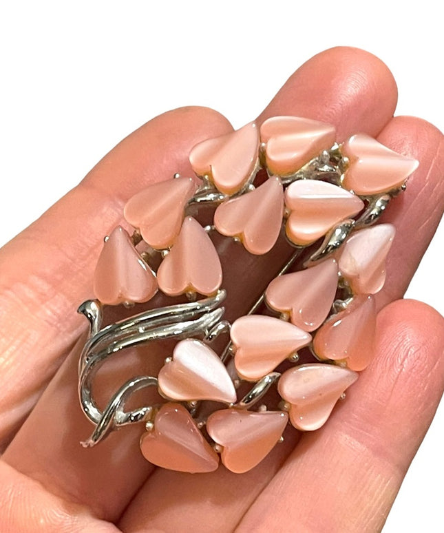 Coro Pegasus Vintage heart thermaset brooch silver finish