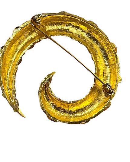 Vintage Silver gold finish fancy swirl brooch Large