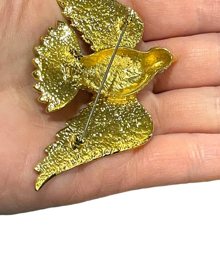 Vintage Large BUTLER FAC Rhinestone crystal encrusted Bird of paradise Brooch