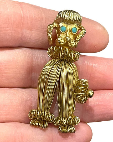 Vintage 1960s Wire work Austria Gold finish French POODLE brooch