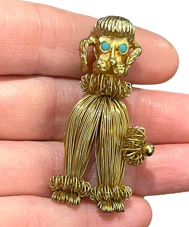 Vintage 1960s Wire work Austria Gold finish French POODLE brooch