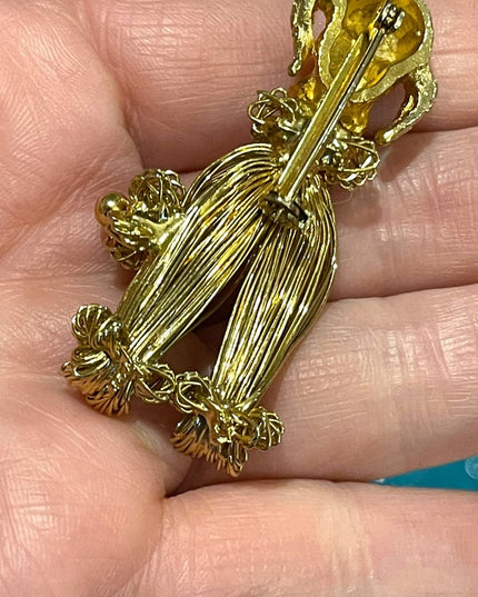 Vintage 1960s Wire work Austria Gold finish French POODLE brooch