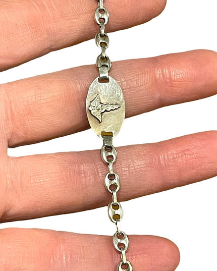 Vintage sterling silver 925 Medic Alert Caduceus SULPHA alergy Bracelet womens