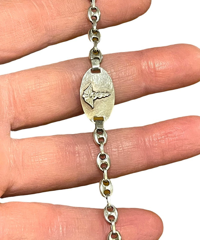 Vintage sterling silver 925 Medic Alert Caduceus SULPHA alergy Bracelet womens