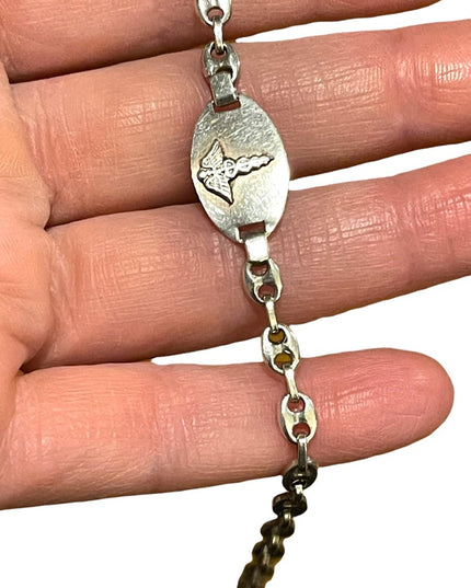 Vintage sterling silver 925 Medic Alert Caduceus SULPHA alergy Bracelet womens