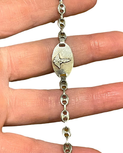 Vintage sterling silver 925 Medic Alert Caduceus SULPHA alergy Bracelet womens
