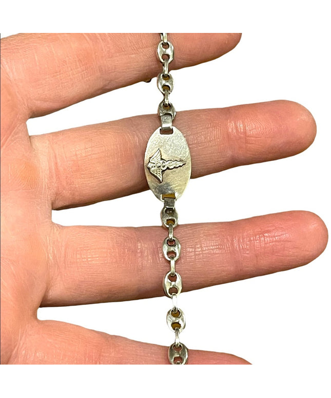 Vintage sterling silver 925 Medic Alert Caduceus SULPHA alergy Bracelet womens