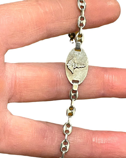 Vintage sterling silver 925 Medic Alert Caduceus SULPHA alergy Bracelet womens