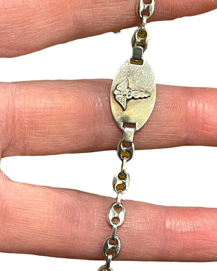 Vintage sterling silver 925 Medic Alert Caduceus SULPHA alergy Bracelet womens