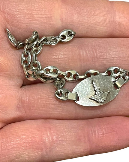 Vintage sterling silver 925 Medic Alert Caduceus SULPHA alergy Bracelet womens