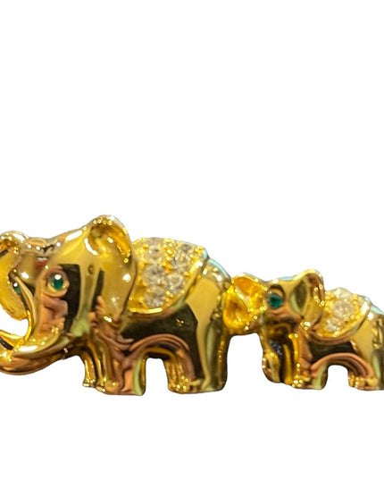 Vintage gold finish crystal elephant brooch