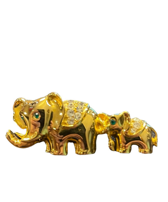 Vintage gold finish crystal elephant brooch