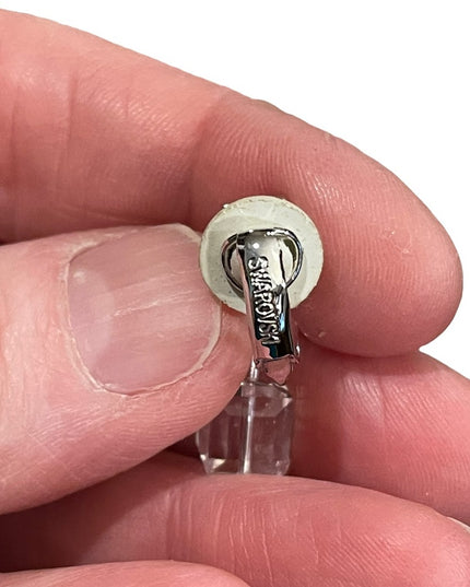 Stunning cubed Swarovski authentic silver finish dangle earrings clip on