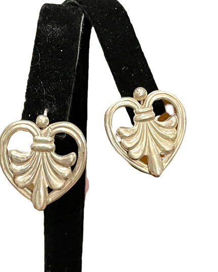 Vintage sterling silver 925 Fleur De Lis Dangle earrings Mexico