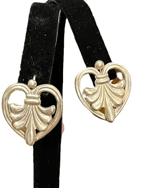 Vintage sterling silver 925 Fleur De Lis Dangle earrings Mexico