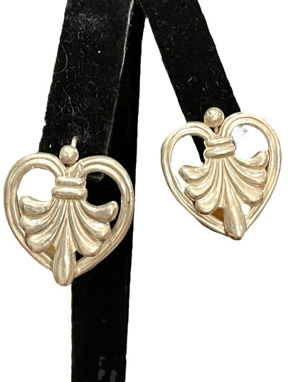 Vintage sterling silver 925 Fleur De Lis Dangle earrings Mexico