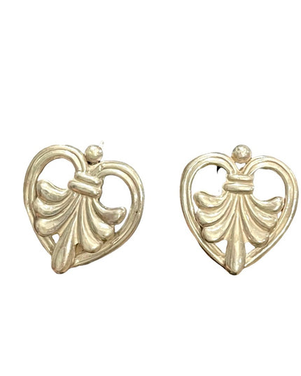 Vintage sterling silver 925 Fleur De Lis Dangle earrings Mexico
