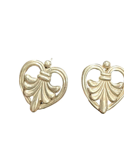 Vintage sterling silver 925 Fleur De Lis Dangle earrings Mexico