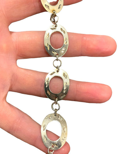 Vintage sterling silver 925 etched large link  bracelet