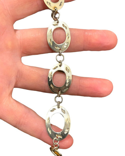 Vintage sterling silver 925 etched large link  bracelet