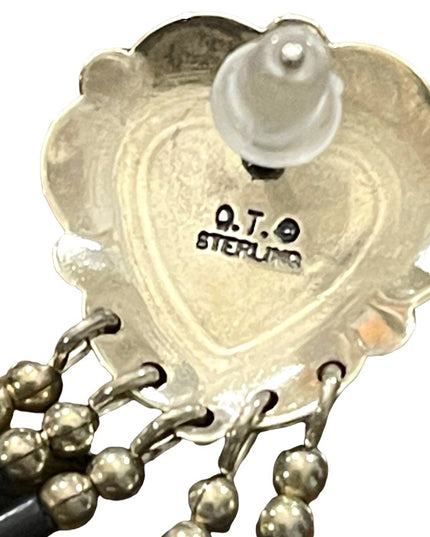 Vintage Sterling silver 925  Zuni South Western sees Bead  dangle earrings