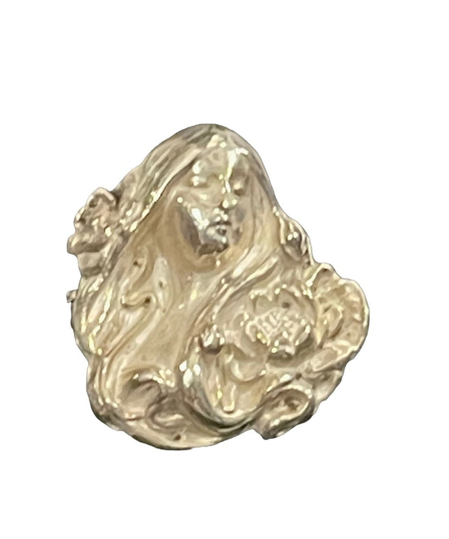 Antique sterling silver 925 gibson girl cameo Art Nouveau brooch