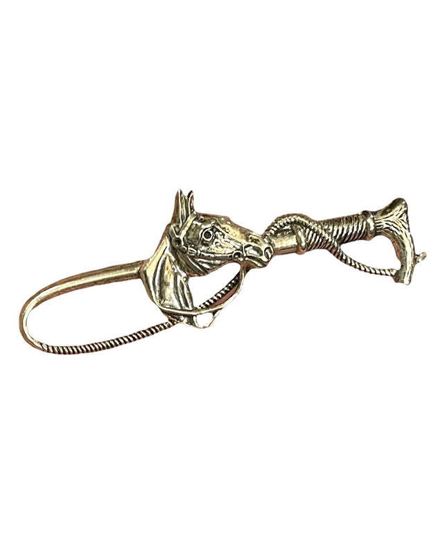 Antique 1920s sterling silver 925 HORSE HEAD and whip brooch