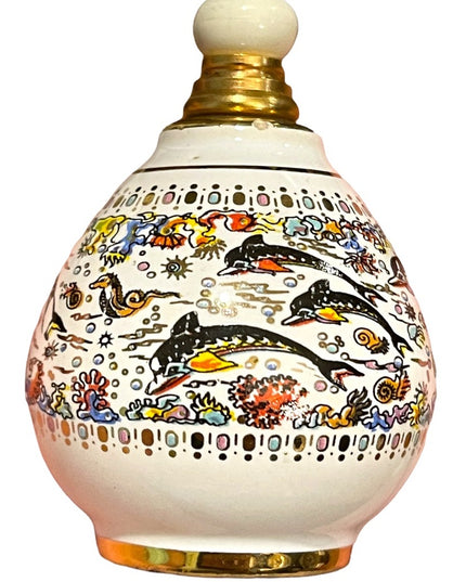Ceramic Greek Vintage Pallini Empty perfume bottle nautical dolphins handpainted