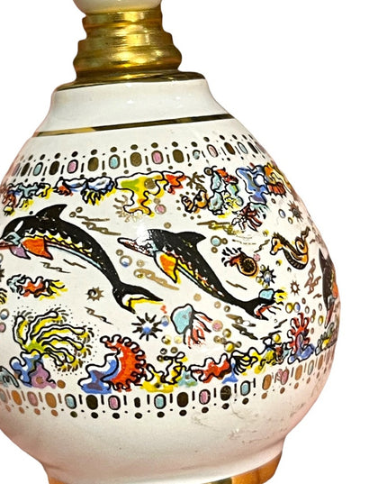 Ceramic Greek Vintage Pallini Empty perfume bottle nautical dolphins handpainted