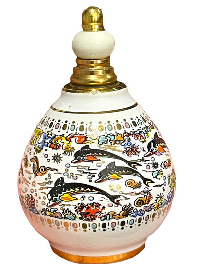 Ceramic Greek Vintage Pallini Empty perfume bottle nautical dolphins handpainted
