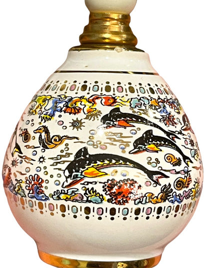 Ceramic Greek Vintage Pallini Empty perfume bottle nautical dolphins handpainted