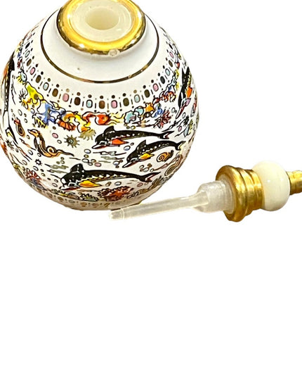 Ceramic Greek Vintage Pallini Empty perfume bottle nautical dolphins handpainted