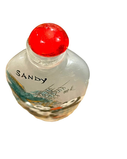 Vintage chinese snuff jar “Sandy” perfume bottle glass hand painted panda bears