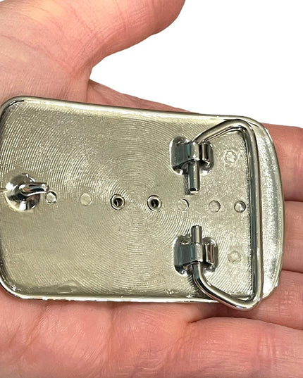 Vintage 1970s South Western Authentic Large Jasper silver finish belt buckle