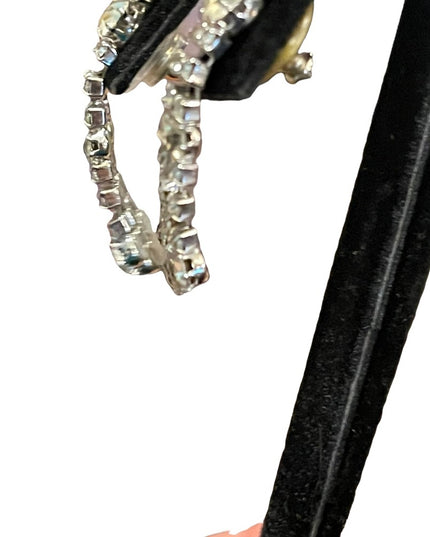 Vintage 1960s clear crystal dangle pierced earrings