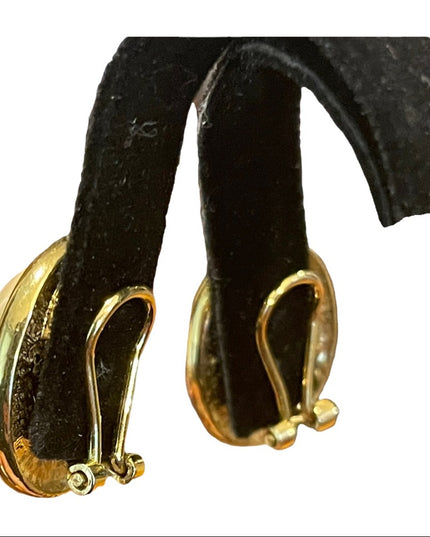 Vintage 1980s faux pearl chunky gold finish earrings clip on