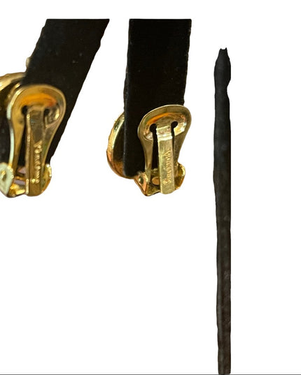 Vintage 1980s Vendome Gold finish chunky crystal clip on earrings