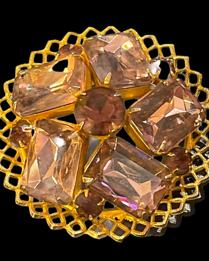 Vintage purple crystal fancy brooch