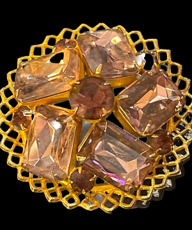 Vintage purple crystal fancy brooch