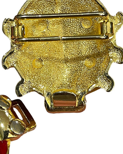 Vintage 1980s Chunky Large Enameled  Lady bug belt buckle gold finish